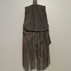 Green fringe backpack